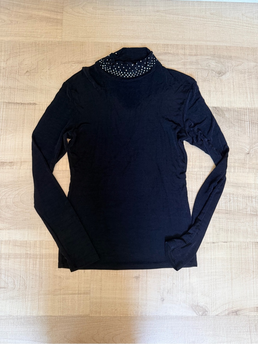 Hobby Horse Clothing Co Rhinestone Mock Neck Show Shirt Small Black Equestrian